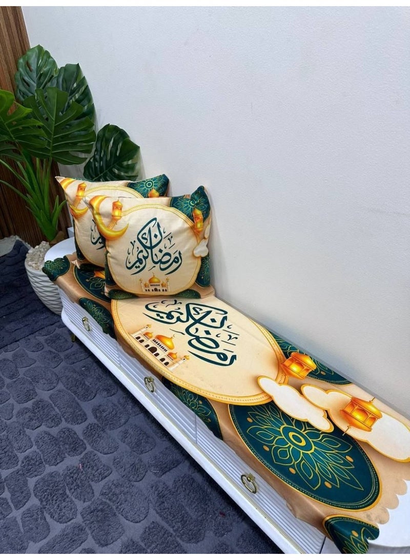 طقم رانر و2 كوشن رمضان رانر و2 كفر مخدة الرانر 140 سم والخدادية 40*40 سم
